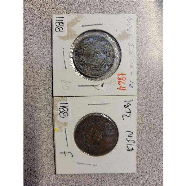 1864 Nova Scotia 1¢ & 1872 Newfoundland 1¢