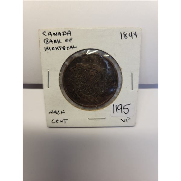 1844 Canadian half penny