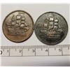 Image 3 : Ships, Colonies & Commerce tokens - appear to be mint mark and double mint mark see photos