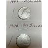 Image 2 : Canada Dime 10 Cents, 2- 1943, 2-1946,  .800 Silver