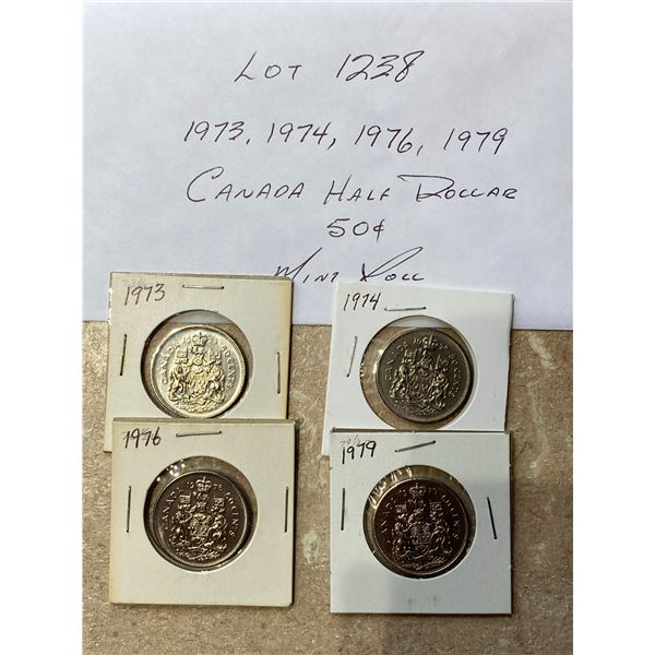1973, 1974, 1976, 1979 Canada Half Dollar 50 Cents Nickel Mint Roll
