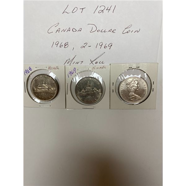 1968, 2-1969, Canada Dollar $1.00 Nickel Mint Roll