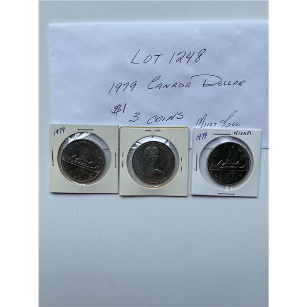 1979 Canada Dollar $1 Three Coins Mint Roll