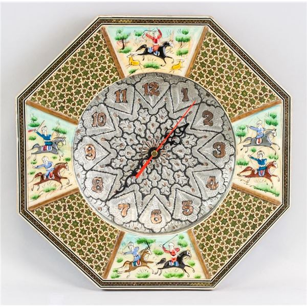 Mehran Clock Persian Carved Marquetry Clock