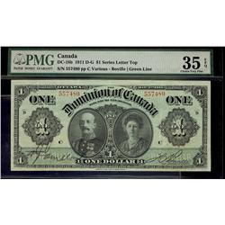 1911 $1 DC-18b #557480 PMG CH VF35.  Beautiful green tint.  