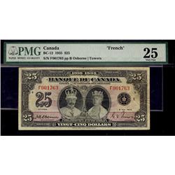 1935 $25 BC-12 #F001763 PMG VF25. Scarce french text!