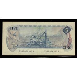1979 $5  BC-53bT Lawson-Bouey  33000004675 VF+.  Very rare t