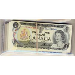 1973 $1 Lot of banknotes includes, BC-46a (34), BC46b (22), 