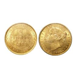 1870 Nfld $2 Gold 3 Dots Obv.1  ICCS MS62PQ, excessively sca