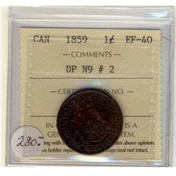 1859 1¢ DP N9 #2 ICCS EF-40