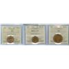 Image 1 : 1919, 1920 Small and 1941.  Lot of 3 ICCS graded 1¢ coins, a