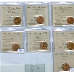 1939, 1940, 1942, 1943, 1945, 1951, 1953 NSF.  Lot of 7 ICCS