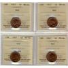 Image 1 : 1947 1¢ ICCS MS64RD.  Lot of 4 coins all red.
