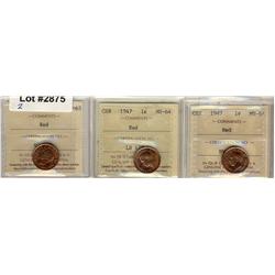 1947 1¢ ICCS MS65. Red; 1947. ICCS MS-64. Red (2). Total of 