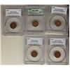 Image 1 : 1948 A to, 1949 A to (3) and 1955 1¢.  Lot of five coins, in
