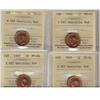 Image 1 : 1949 1¢ A Off Dent ICCS MS64RD.  Lot of 4 coins all red.