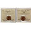 Image 1 : 1952 1¢ ICCS MS65RD.  Lot of 2 coins all red.