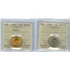 Image 1 : 1939 and 1942 5¢.  Tombac Lot of 2 ICCS graded coins, both I