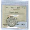 Image 1 : 1887 25¢  ICCS F-12, (scratches), on reverse.