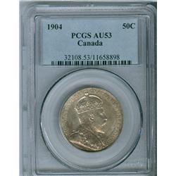 1904 50¢ PCGS AU53.  White and lustrous with some light shad