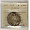 Image 1 : 1936 50¢ ICCS MS64.  Rainbow toning with lustre.