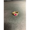 Image 2 : 14K GOLD RING WITH DIAMONDS AND POSSIBLY RUBY SIZE 16