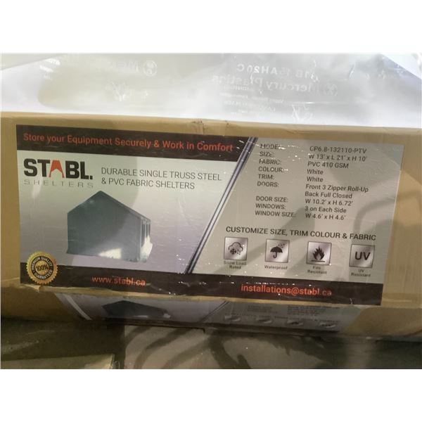 *NEW* STABL SHELTERS DURABLE SINGLE TRUSS STEEL & PVC FABRIC SHELTER MODEL CP6.8-132110-PTV