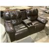 Image 1 : BROWN LEATHER RECLINING SOFA