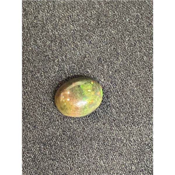 BLACK WELO OPAL 2.655CT, 11.09 X 8.85 X 5.27MM, OVAL CABOCHON, ETHIOPIA, HEATED, LOTS OF PLAY ON