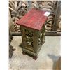 Image 2 : HEAVILY CARVED AND DECORATED 2 SHELF SIDE TABLE 15 X 10 X 24"