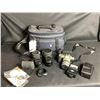 Image 1 : PENTAX 35-80 MZ-7 CAMERA WITH ACCESSORIES AND TRAVEL BAG (LENSES, FLASH, & MORE)