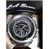 Image 2 : MEN'S LA BANUS BLACK CHRONOGRAPH WATCH, GRILL BEZEL, LEATHER STRAP