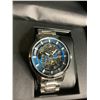 Image 2 : MENS LATOR CALIBRE L7280 AUTOMATIC WATCH, BLUE SKELETON DIAL, STAINLESS STEEL STRAP, GLASS