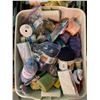 Image 2 : 4 BINS OF ASSORTED CRAFTING SUPPLIES; YARN, TEXTILES, CUTTING BOARDS AND MORE