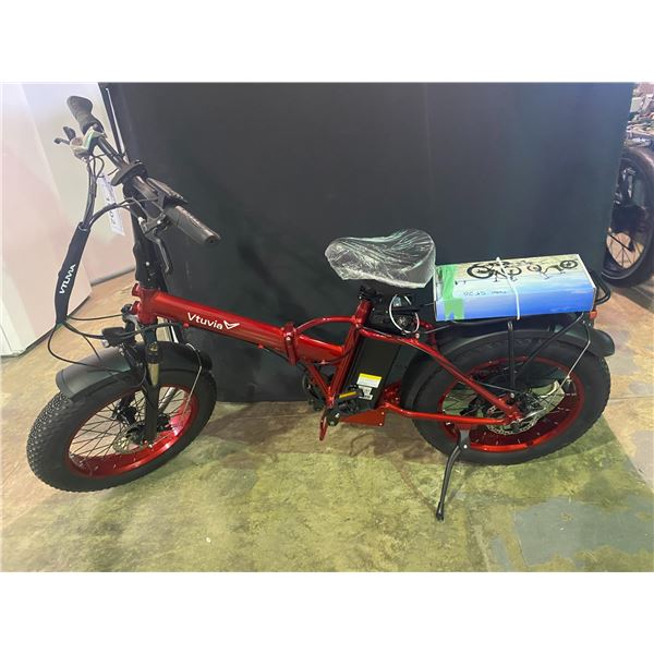 NEW VTUVIA EBIKE SF20, 20  X 4  TIRE, FOLDS, 750 WATT, 13AH, COLOUR RED, PAS & THROTTLE, 7 SPEED,