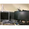Image 2 : SHELF OF ASSORTED COMPUTER ITEMS INCLUDING; 2 DESKTOPS WITH NO HARDDRIVES, MONITORS, KEYBOARDS
