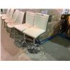 Image 2 : 2 WHITE LEATHERETTE & CHROME TELESCOPIC SWIVEL BAR STOOLS