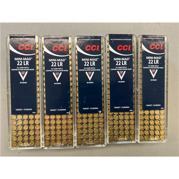 500 ROUNDS OF CCI MINI MAG 22 LR COPPER PLATED ROUND NOSE TARGET PLINKING AMMO