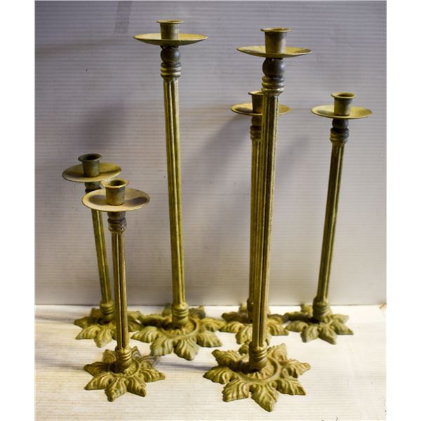 6 PC WROUGHT IRON STANDS TALLEST 17 IN