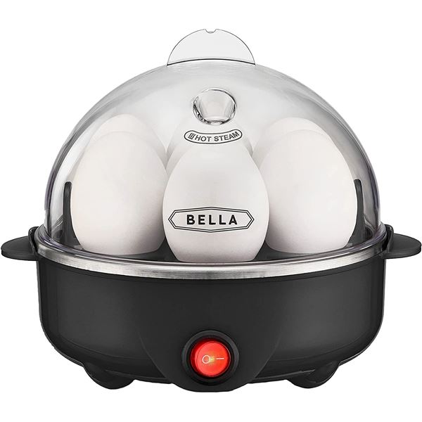 NEW BELLA 7 EGG COOKER, BLACK, TESTED, AMZ SES