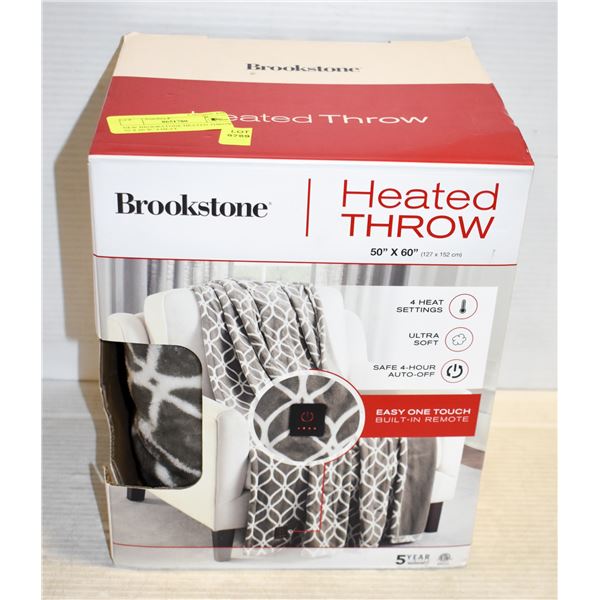 NEW BROOKSTONE HEATED THROW 50 X 60 W/ 4 HEAT