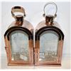 Image 1 : PAIR OF ROSE GOLD TONE LANTERNS WITH FAIRY LIGHTS