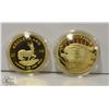 Image 1 : 2 GOLD PLATED 1 OZ GOLD COIN COPIES, NOVELTY