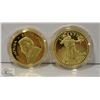 Image 2 : 2 GOLD PLATED 1 OZ GOLD COIN COPIES, NOVELTY
