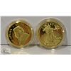 Image 2 : 2 GOLD PLATED 1 OZ GOLD COIN COPIES, NOVELTY