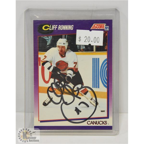 1992 CLIFF RONNING AUTOGRAPHED CARD