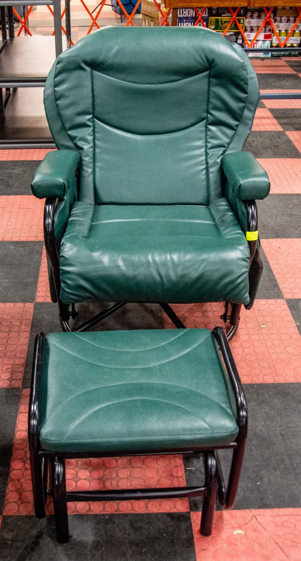 DARK GREEN SWIVEL GLIDER ROCKER CHAIR W/ OTTOMAN