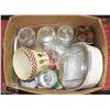 Image 1 : BOX OF GLASS CANISTER AND GLASS ROASTER
