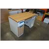 Image 2 : NEW MODERN DESK WITH LEFT SIDE LOCKING CABINET, THICK WOOD TOP, STORAGE