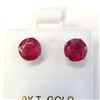 Image 2 : 10K WHITE GOLD RUBY(2.5CT) ROUND 6X6MM EARRINGS